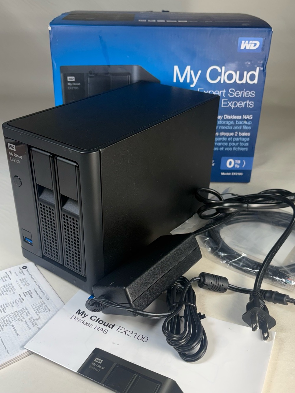 WD My Cloud EX2100 2-Bay NAS WDBWAZ0000NBK-00 No Drives + Power Adapter